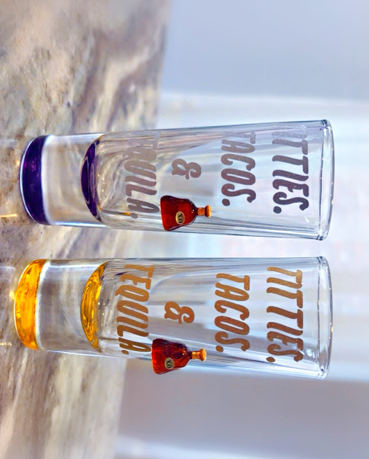 Titties, Tacos, + Tequila Shot Glass