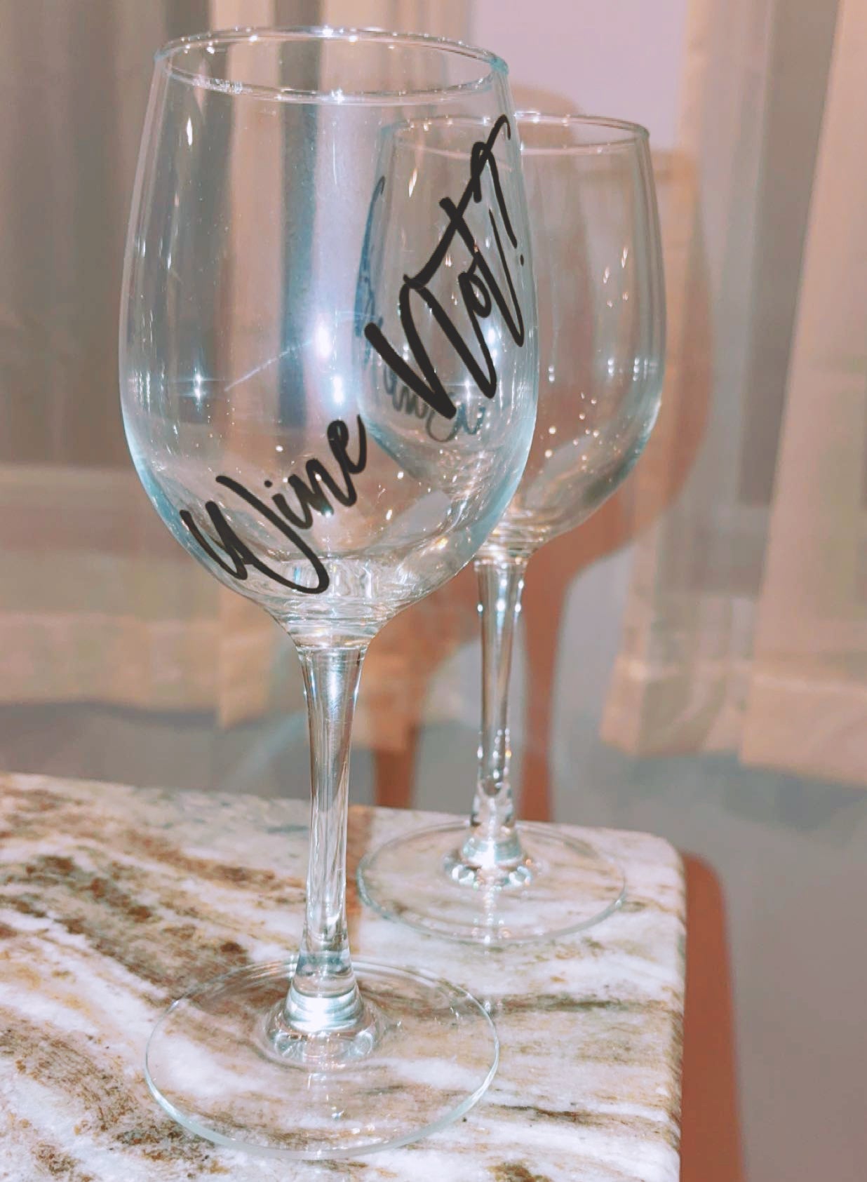 "Wine Not" Rose wine glass